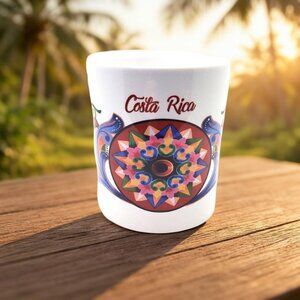 vintage bright colored costa rica floral pattern coffee mug